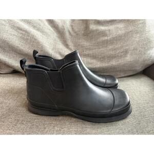 Eddie Bauer Rubber Chelsea Boots Womens Size 10 Black Pull On Rain Shoes